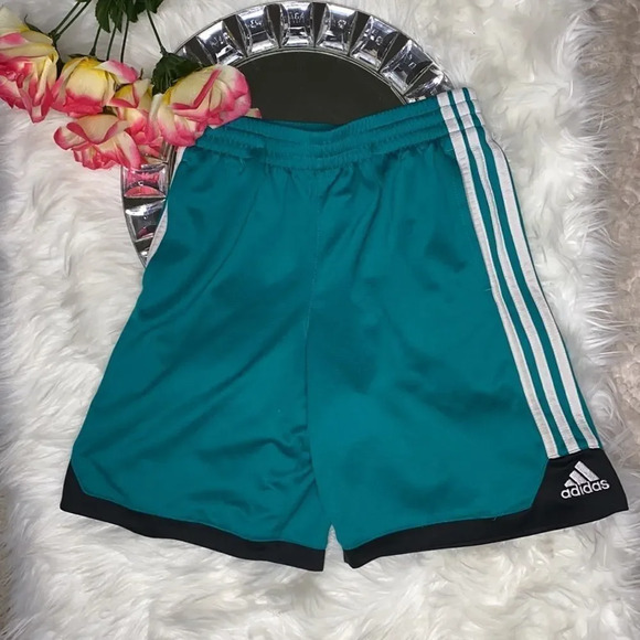 Adidas Teal Shorts with White Stripes Blk Trim - Picture 2 of 6